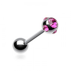 Multi Gem Sparkle Ball Steel Barbell Tongue Ring