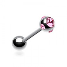 Multi Gem Sparkle Ball Steel Barbell Tongue Ring