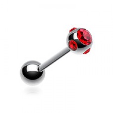 Multi Gem Sparkle Ball Steel Barbell Tongue Ring