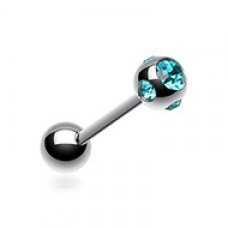 Multi Gem Sparkle Ball Steel Barbell Tongue Ring