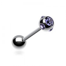 Multi Gem Sparkle Ball Steel Barbell Tongue Ring