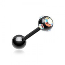 Colorline PVD Aurora Gem Ball Steel Barbell Tongue Ring