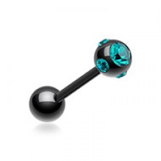 Colorline PVD Aurora Gem Ball Steel Barbell Tongue Ring