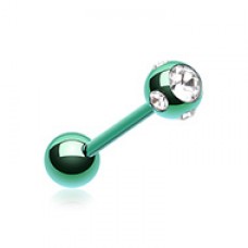 Colorline PVD Aurora Gem Ball Steel Barbell Tongue Ring