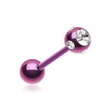 Colorline PVD Aurora Gem Ball Steel Barbell Tongue Ring