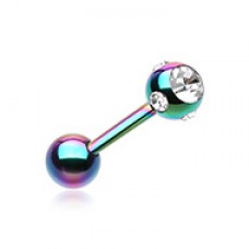 Colorline PVD Aurora Gem Ball Steel Barbell Tongue Ring