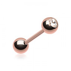 Rose Gold Plated Gem Ball Barbell 