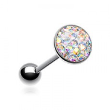 Multi-Sprinkle Dot Multi Gem Epoxy Coated Barbell Tongue Ring