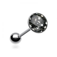 Multi-Sprinkle Dot Multi Gem Epoxy Coated Barbell Tongue Ring