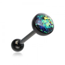 Black Opal Sparkle Barbell Tongue Ring