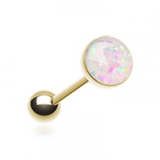 Golden Opal Sparkle Barbell Tongue Ring