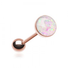 Rose Gold Opal Sparkle Barbell Tongue Ring