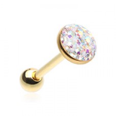 Golden Multi-Sprinkle Dot Multi Gem Barbell Tongue Ring