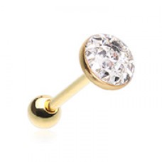 Golden Multi-Sprinkle Dot Multi Gem Barbell Tongue Ring