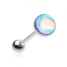 Synthetic Moonstone Illumilating Barbell Tongue Ring