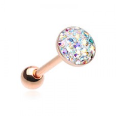 Rose Golden Multi-Sprinkle Dot Multi Gem Barbell Tongue Ring