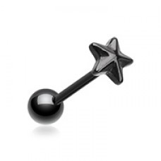 Blackline PVD Nautical Star Top Steel Barbell Tongue Ring