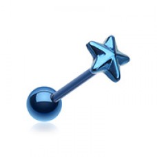 Blackline PVD Nautical Star Top Steel Barbell Tongue Ring