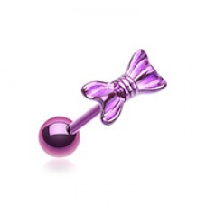 Colorline Ribbon Bow Tie Barbell Tongue Ring