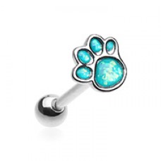 Animal Lover Paw Print Barbell Tongue Ring