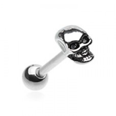 Skull Head Steel Barbell Tongue Ring