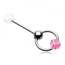 Dice Top UV Acrylic Slave Barbell Ring