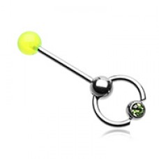 Gem Ball Top Slave Barbell Ring