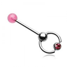 Gem Ball Top Slave Barbell Ring