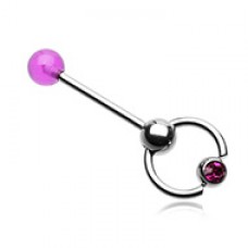 Gem Ball Top Slave Barbell Ring