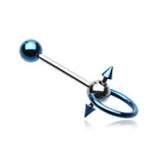Colorline PVD Double Spike Slave Barbell Ring