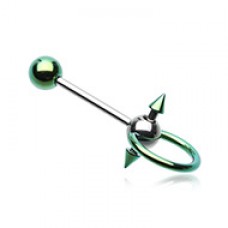 Colorline PVD Double Spike Slave Barbell Ring