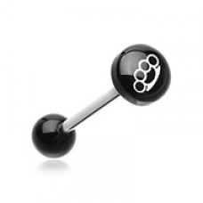 Brassknuckle Logo Acrylic Barbell Tongue Ring