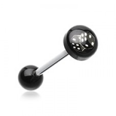 Double Dice Logo Acrylic Barbell Tongue Ring