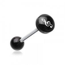 G-Clef Music Note Logo Acrylic Barbell Tongue Ring
