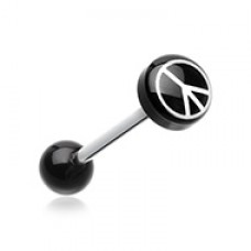Classic Peace Logo Acrylic Barbell Tongue Ring