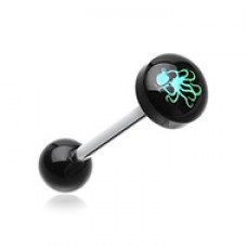 Pirate Octopus Logo Acrylic Barbell Tongue Ring