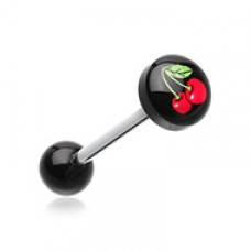 Lucky Cherry Logo Acrylic Barbell Tongue Ring