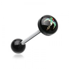 Swallow Bird Logo Acrylic Barbell Tongue Ring