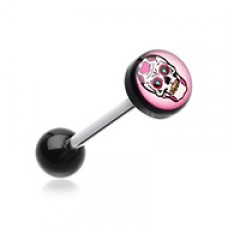 Sugar Skull Logo Acrylic Barbell Tongue Ring