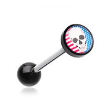 Skull Americana Logo Acrylic Barbell Tongue Ring
