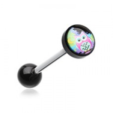 Midnight Owl Logo Acrylic Barbell Tongue Ring