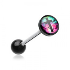 Galaxy Cross Logo Acrylic Barbell Tongue Ring