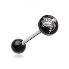 Flying Sparrow Logo Acrylic Barbell Tongue Ring