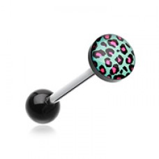 Retro Leopard Acrylic Barbell Tongue Ring