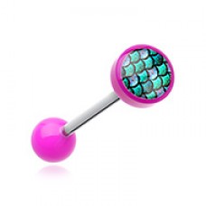 Aquatic Mermaid Scale Acrylic Barbell Tongue Ring
