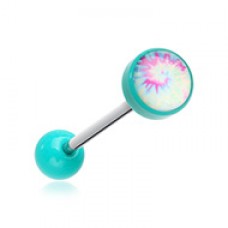 Pastel Tie-Dye Logo Acrylic Barbell Tongue Ring