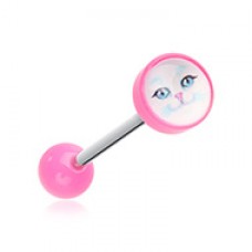 Kitty Cat Face Acrylic Logo Barbell