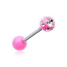 Aurora Gem Ball UV Acrylic Barbell Tongue Ring