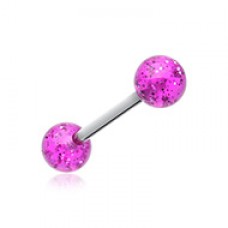 Glitter Ball UV Acrylic Barbell Tongue Ring