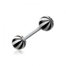 Candy Stripe Acrylic Top Barbell Tongue Ring